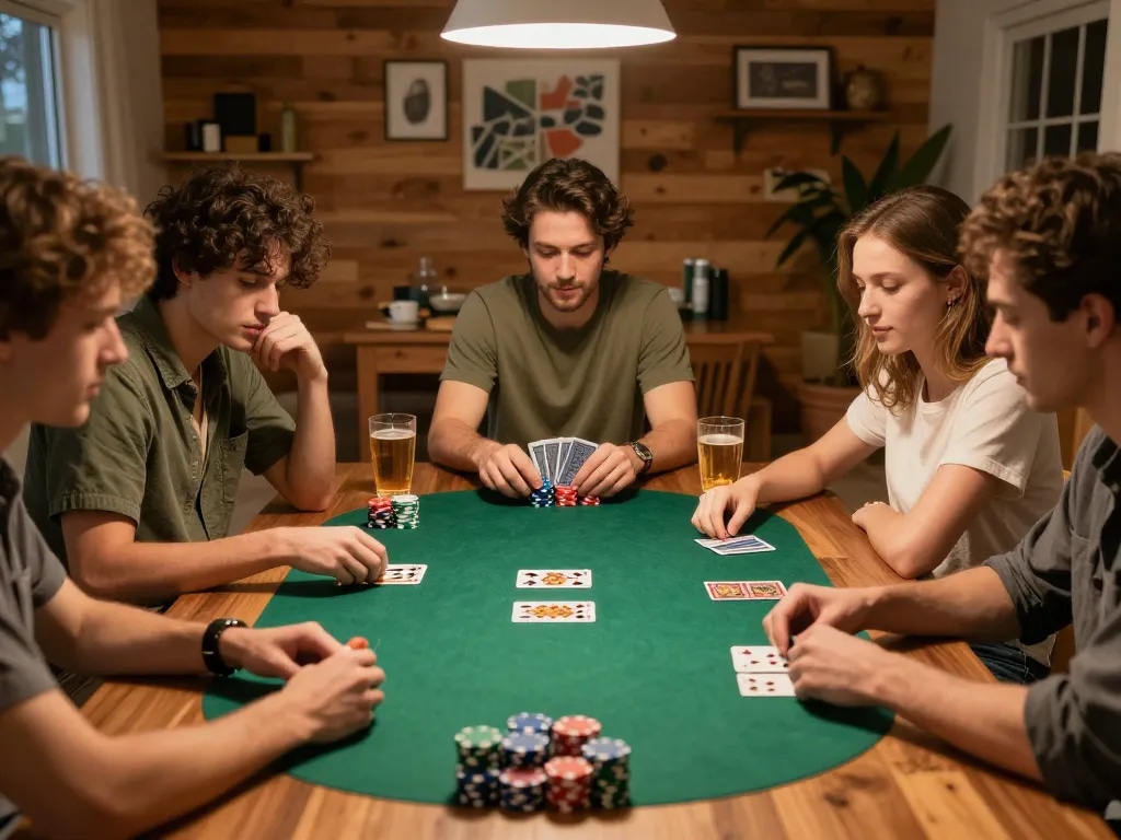 man88a poker night with friends around table enjoying social gaming experience