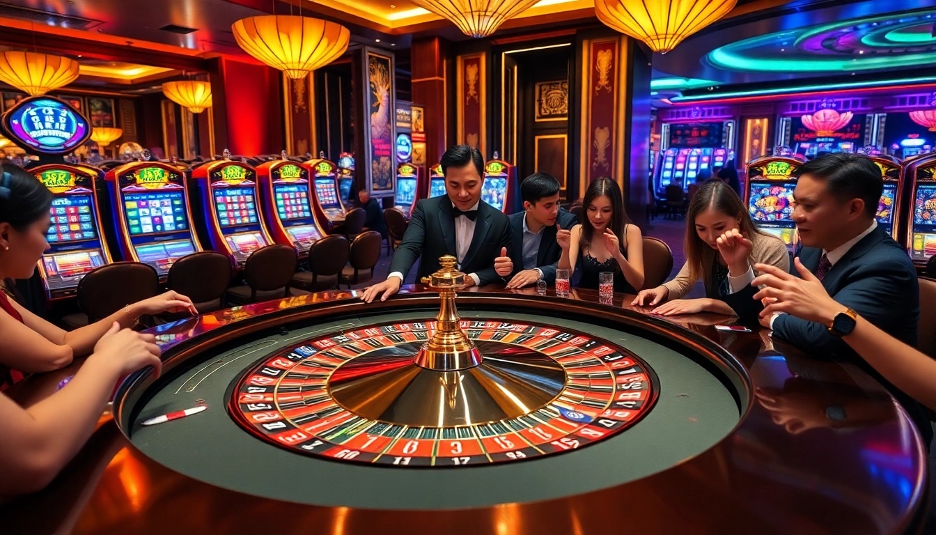 Experience the excitement of the Macau Prize at a bustling casino table filled with eager players and vibrant roulette chips.