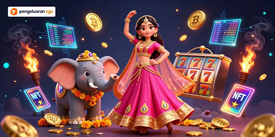 Track the latest pengeluaran sgp results with vibrant characters and casino elements enriching the scene.