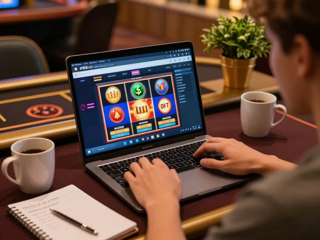 Engaging online gaming session on rr88 com with vibrant slot games and strategy notes.