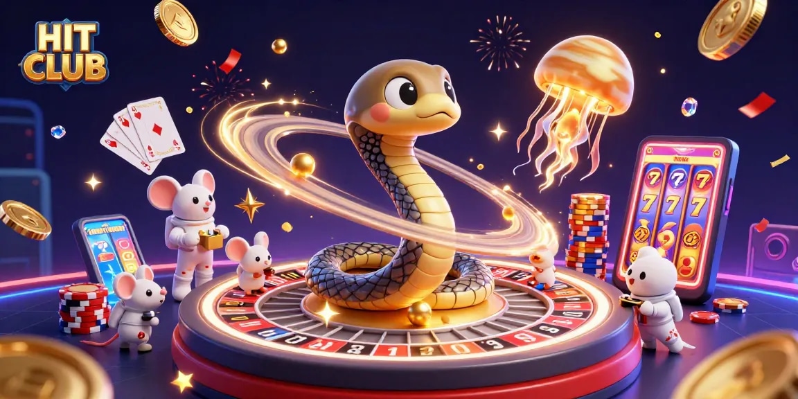 Experience the excitement of HIT CLUB as astronaut mice place bets on a cosmic roulette wheel.