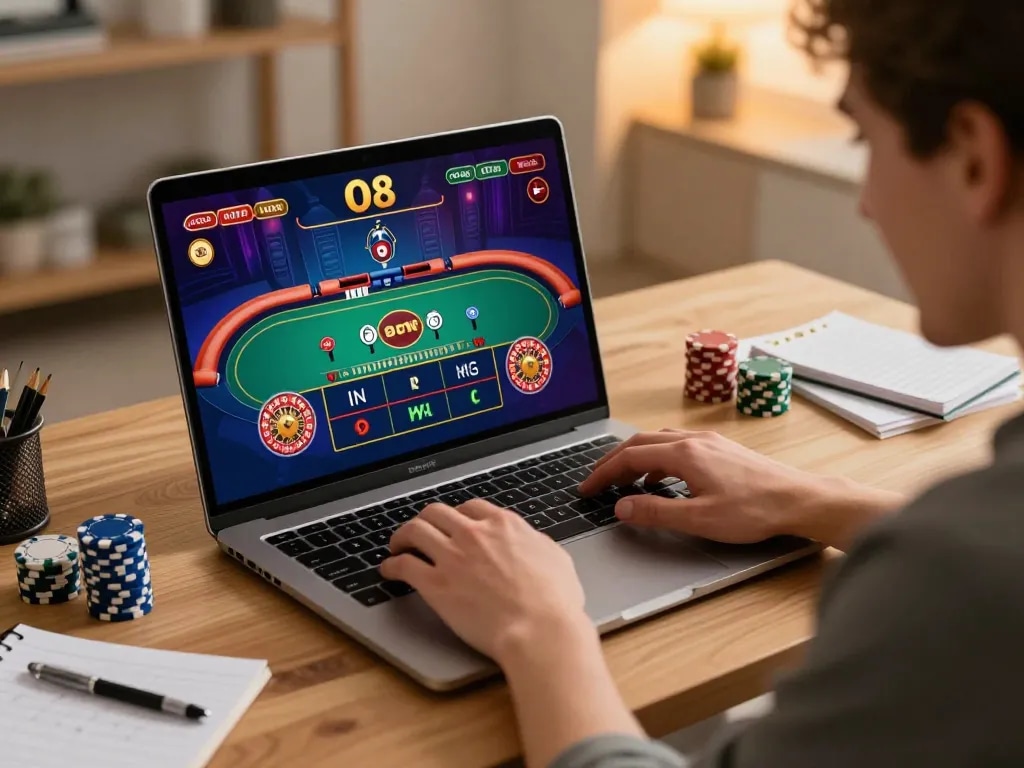 Player experiencing O8's online casino excitement during a live roulette game.
