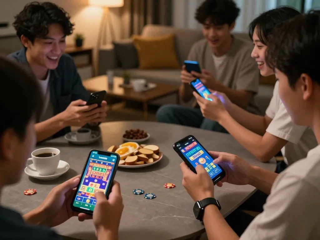 Engaging online gaming session through the Lucky88 app with players excitedly betting