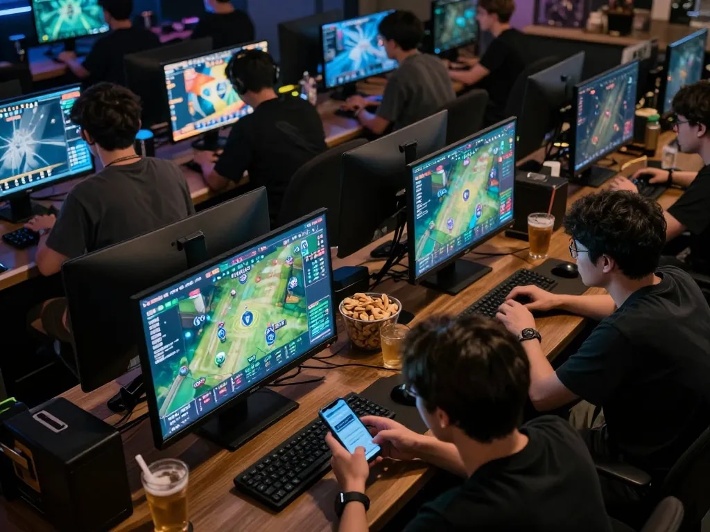 Engaging in esport betting Singapore with friends using mobile app and multiple screens
