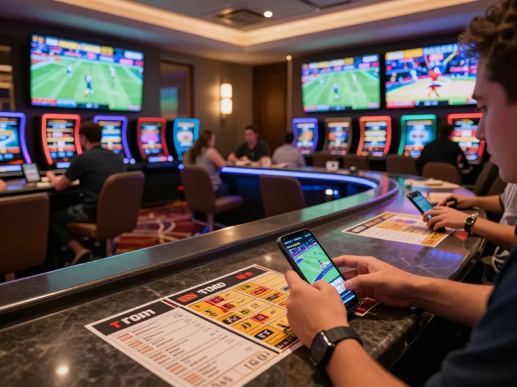 Exciting sports betting at soc88, clients engaging with betting apps and live match displays