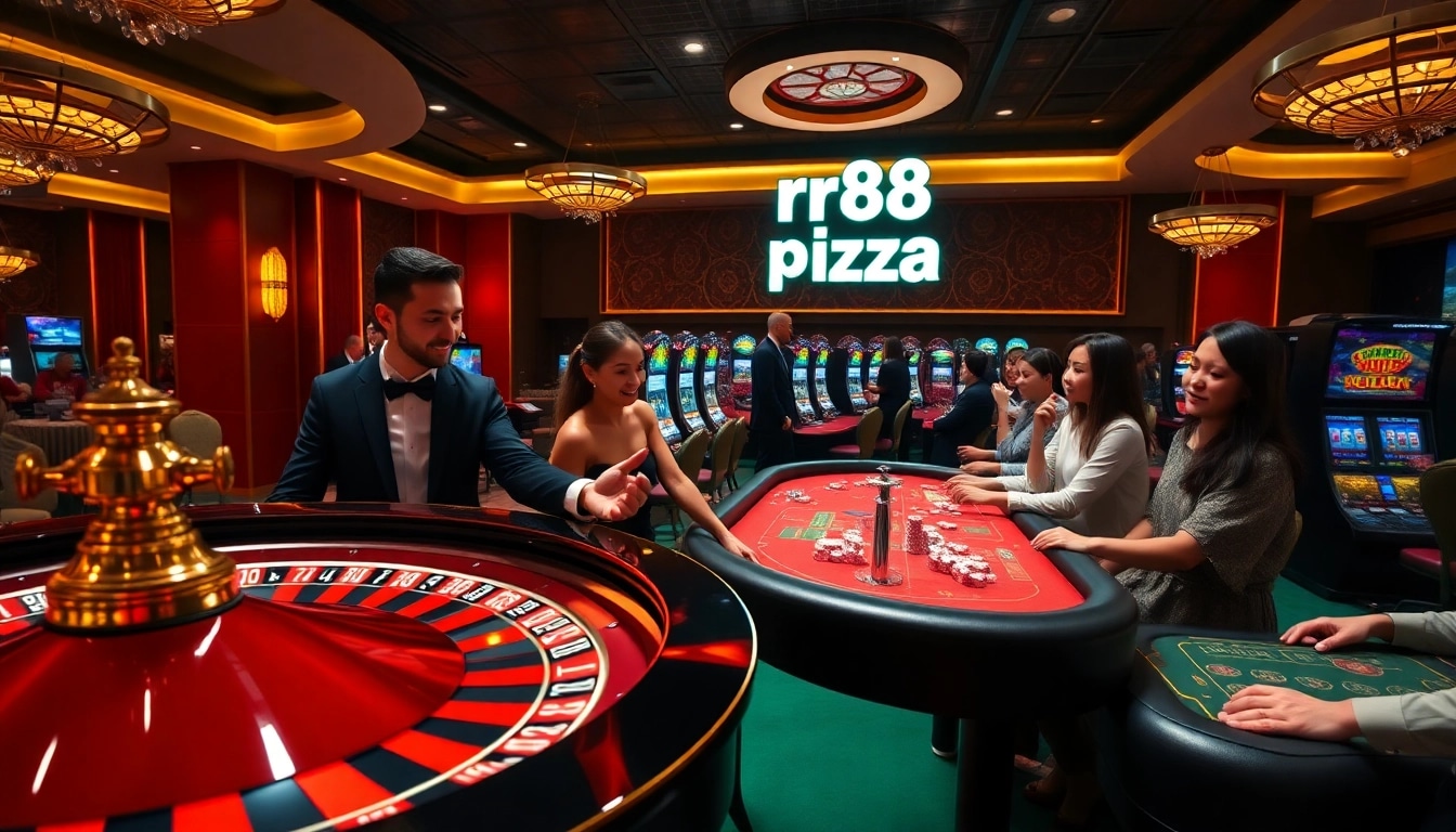 Exciting casino atmosphere showcasing players enjoying games at rr88.pizza.