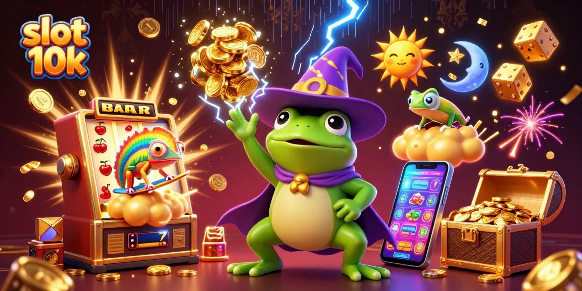 Spinning to win with slot 10k gameplay and colorful characters amidst a jackpot frenzy.