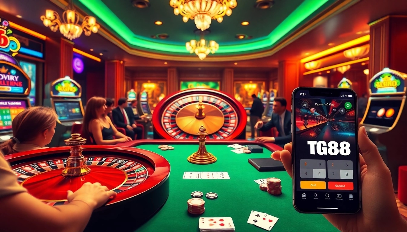 Experience the excitement of gambling with tg88 as players engage at a luxurious casino table.