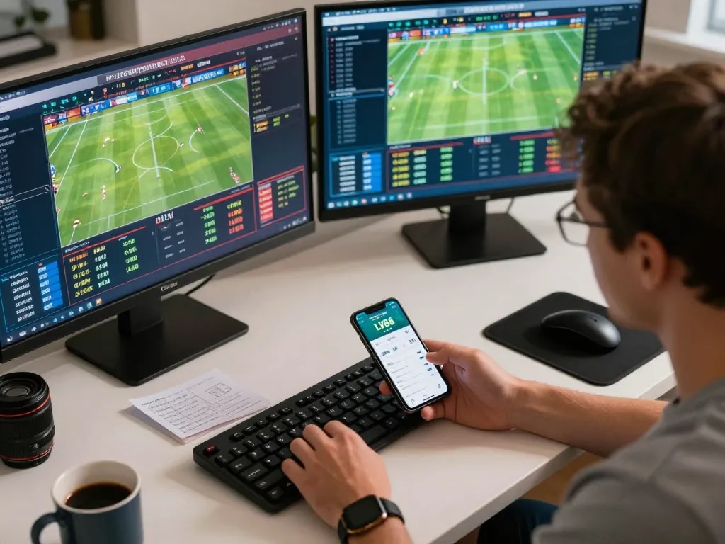 Place bets strategically on the LV88 online sports betting app with live event displays.