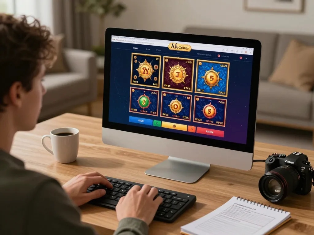Alev Casino player engaging in online gaming on a sleek setup while analyzing strategic notes.