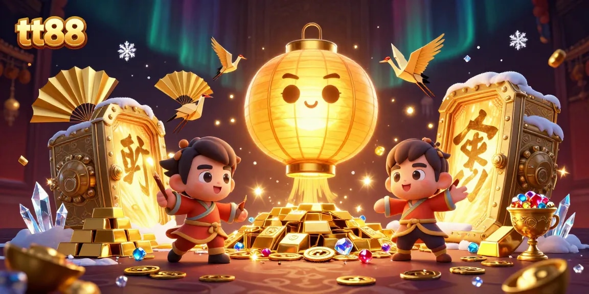 Join the thrilling adventures at tt88, experiencing vibrant casino glory with golden treasures and lively characters.