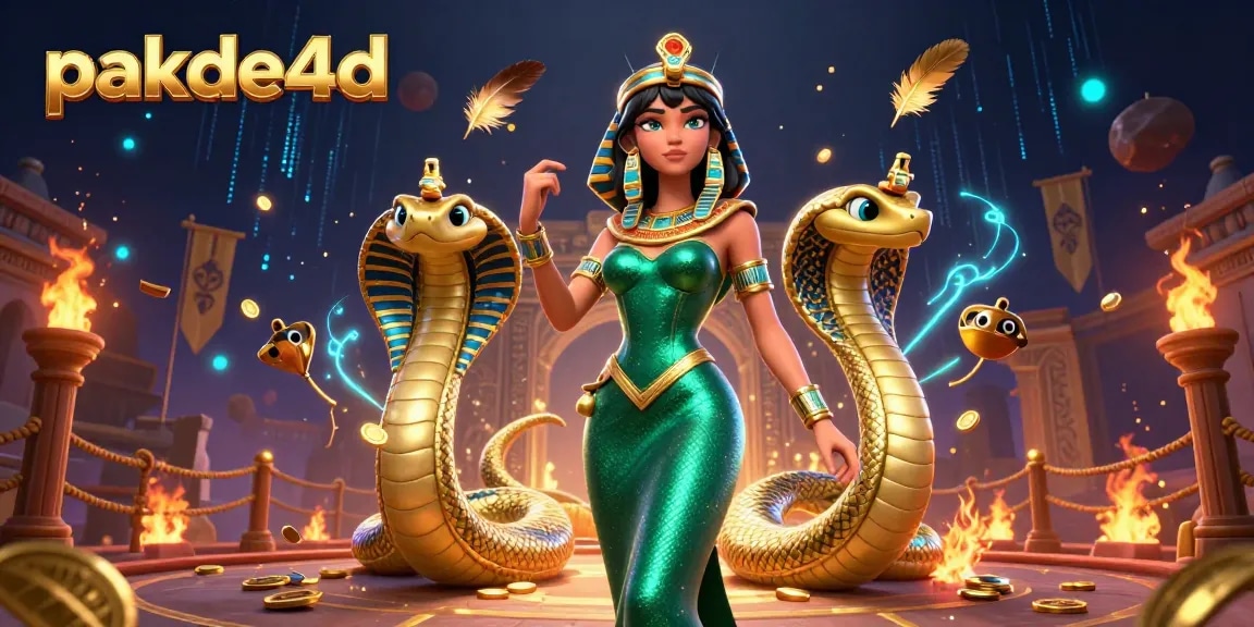 Play on pakde4d with a dazzling heroine, golden cobra, and vibrant casino elements.