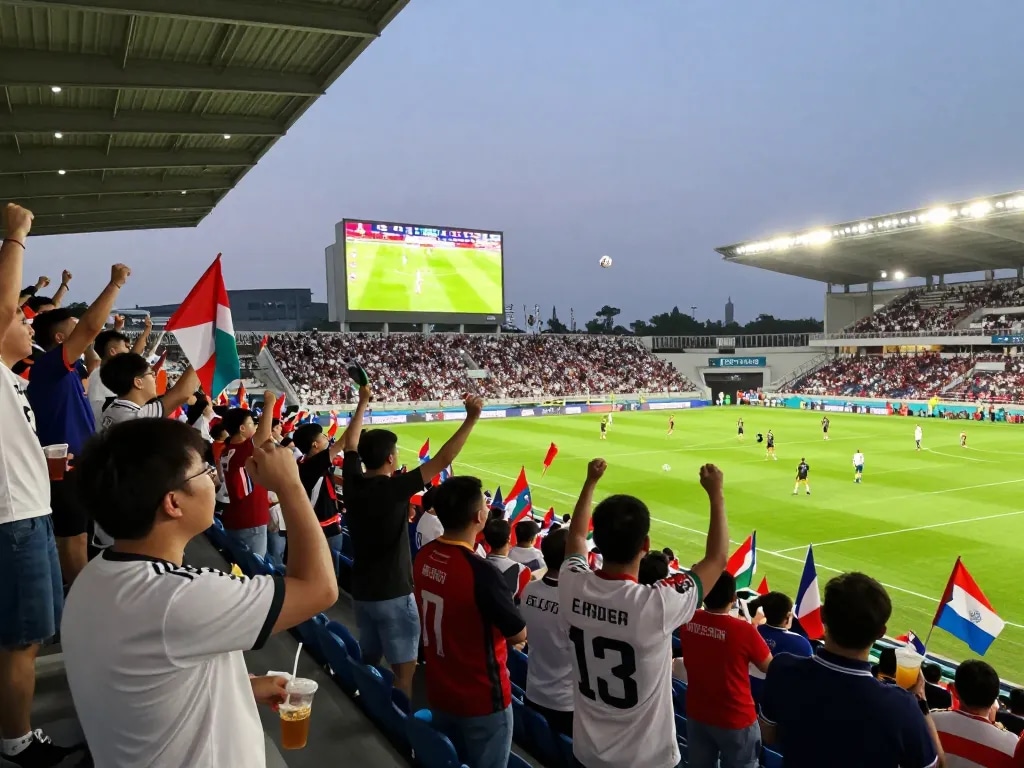 Fans enjoying live soccer streaming on SocoliveTV with excitement in the stadium