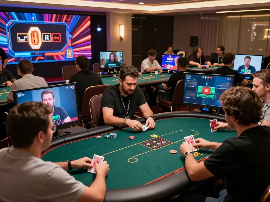 Players engaged in an exciting online game at 3BET, showcasing strategic poker gameplay in a vibrant setting.