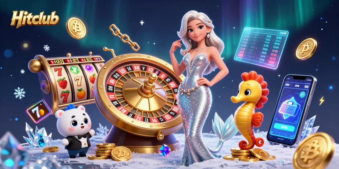 Experience Hitclub's exciting gaming atmosphere with stunning characters and vibrant slot symbols.