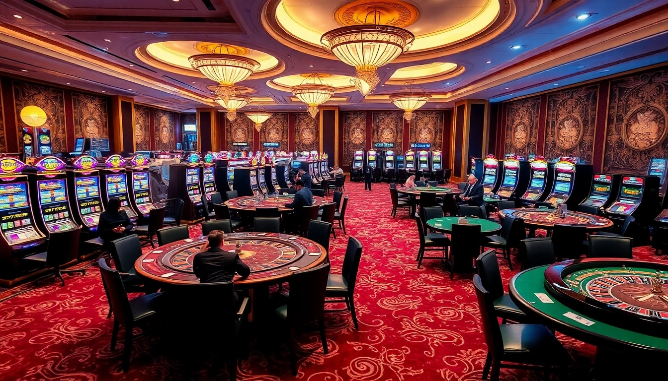 Players enjoying high-stakes gaming at leci123 in a luxurious casino setting.