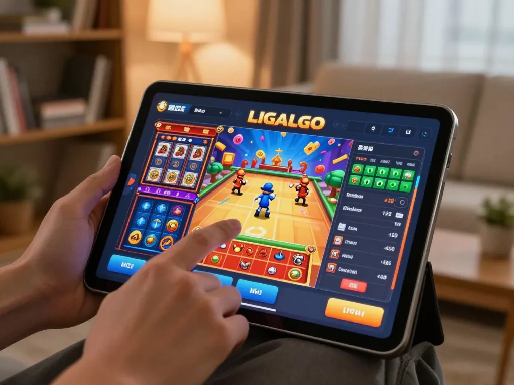 LIGALGO online gaming interface showcasing strategic slot games and table layouts