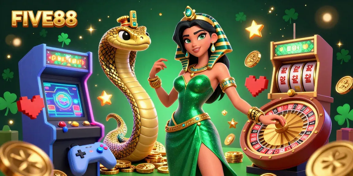 Experience the thrilling gaming atmosphere at FIVE88 with vibrant casino elements and stunning visuals.