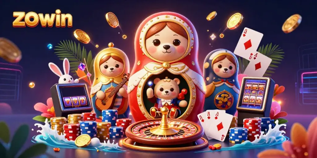 Engage with the vibrant atmosphere of zo win, featuring a dynamic scene of interactive casino elements and characters.