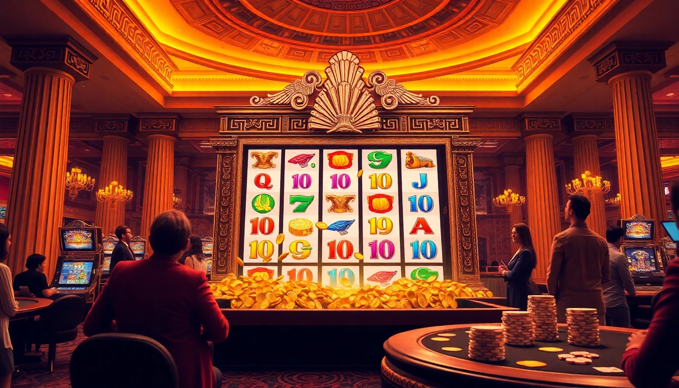 Experience the thrilling slot olympus action at a luxurious casino with vibrant decor.