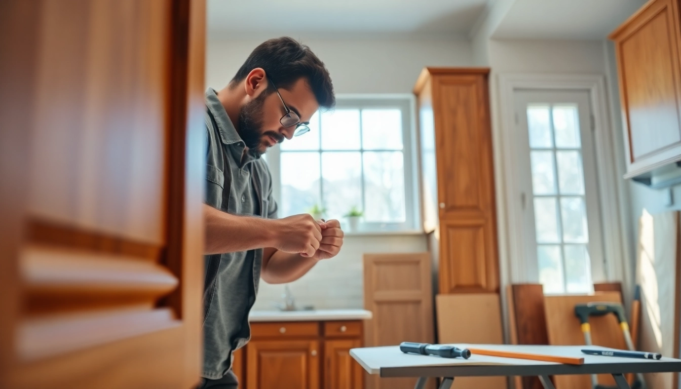 Enhance your space with Cabinet Refacing Saint Petersburg FL, showcasing expert craftsmanship in a bright kitchen setting.