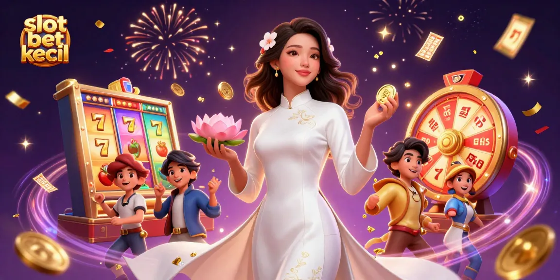 Engage with slot bet kecil on this vibrant illustration featuring Asian elegance, slot reels, and joyful energy.