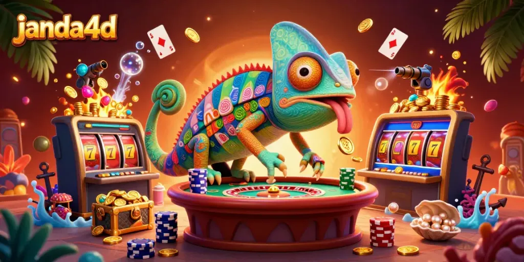 Gali keseruan di janda4d dengan chameleon kasino yang penuh warna sambil merebut koin emas.