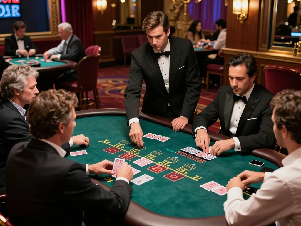 Players enjoying strategic black jack gameplay at F8BET casino, showcasing engagement and luxury atmosphere.