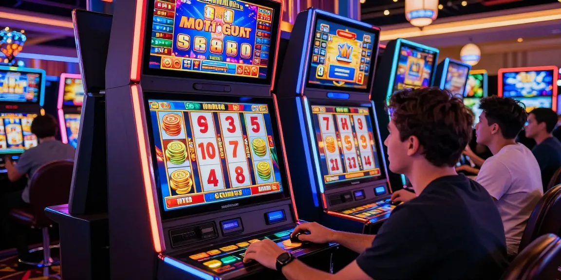 Player enjoying a thrilling slot gacor experience with colorful machines and vibrant atmosphere.