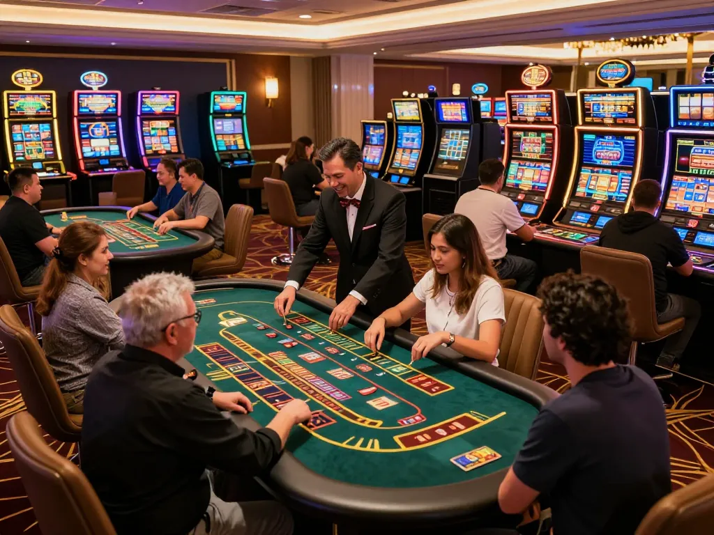 hitclub players enjoying exciting games in a lively casino environment with radiant lights.