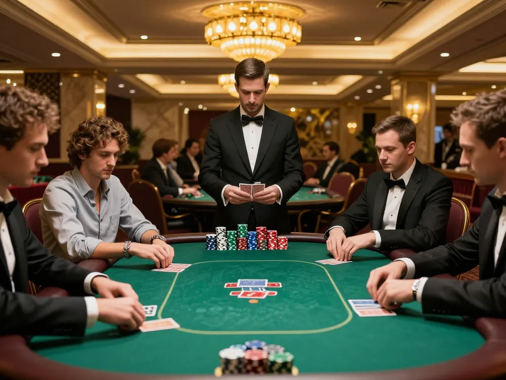 Engaged players strategizing in a high-stakes poker game at rik vip casino.