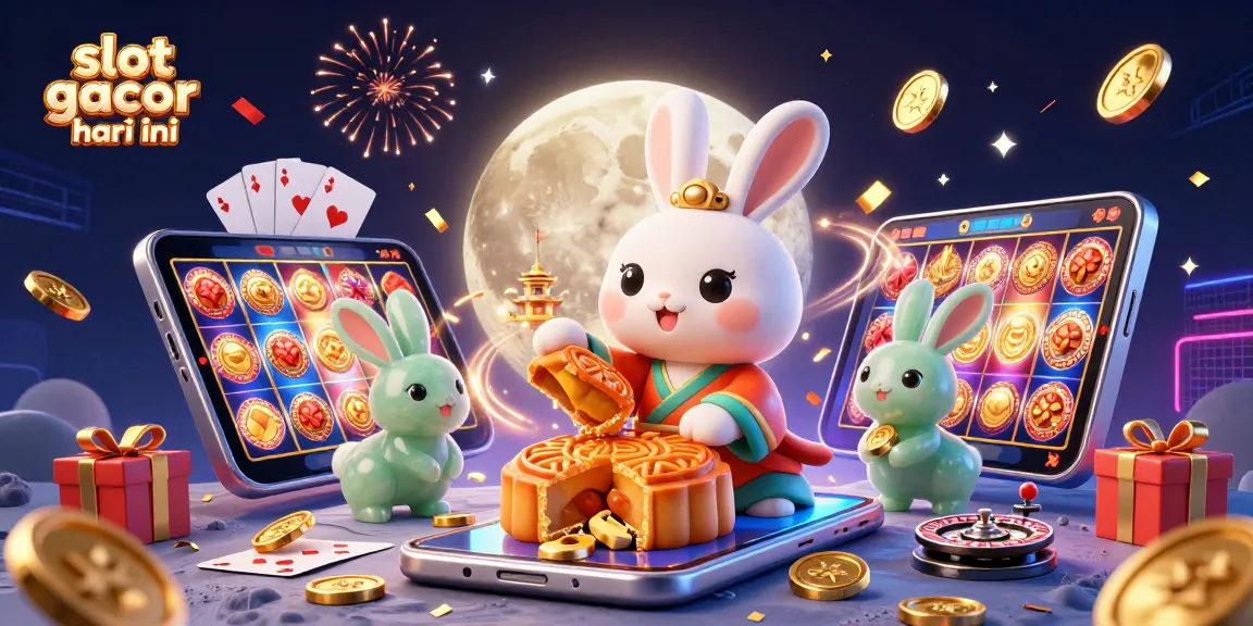 Experience slot gacor hari ini with the enchanting moon rabbit and festive casino elements.