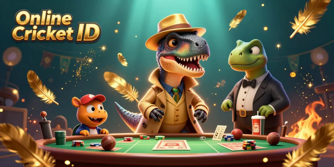 Experience online cricket betting excitement with a verified ID featuring dynamic characters and casino elements.