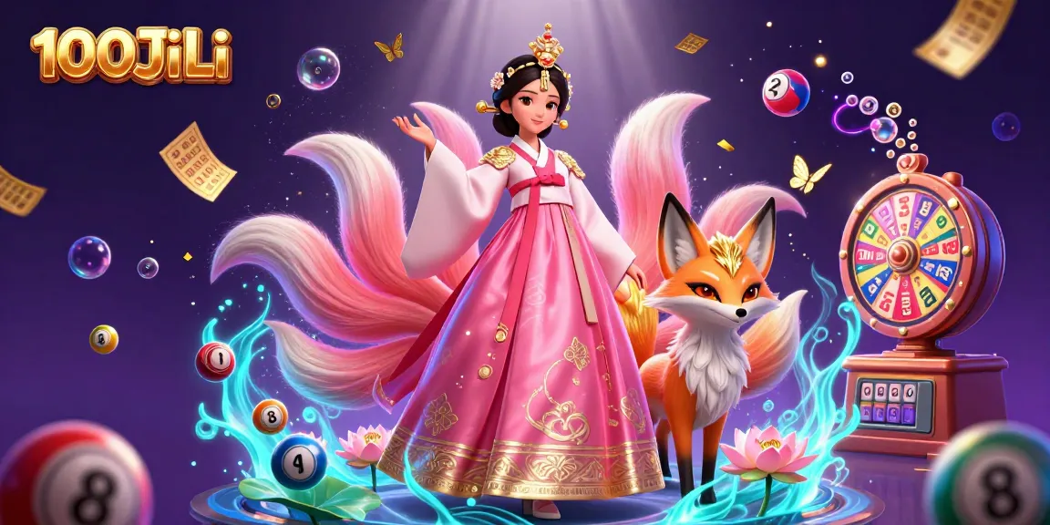 Experience exciting lottery action at 100JiLi with vibrant illustrations of dynamic lottery elements.