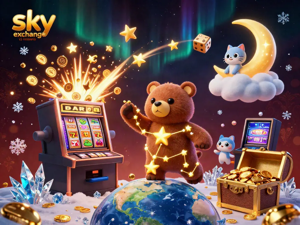Experience sky exchange id create with a vibrant 3D scene featuring a constellation bear and winning casino fun!