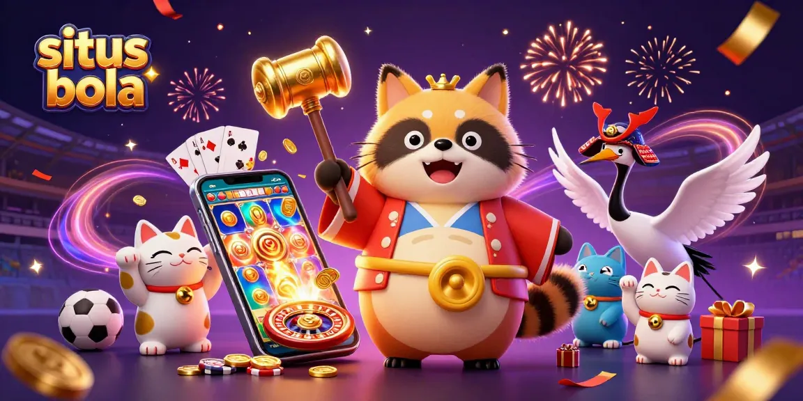 Experience thrilling sports betting at situs bola, featuring dynamic characters and vibrant casino elements.
