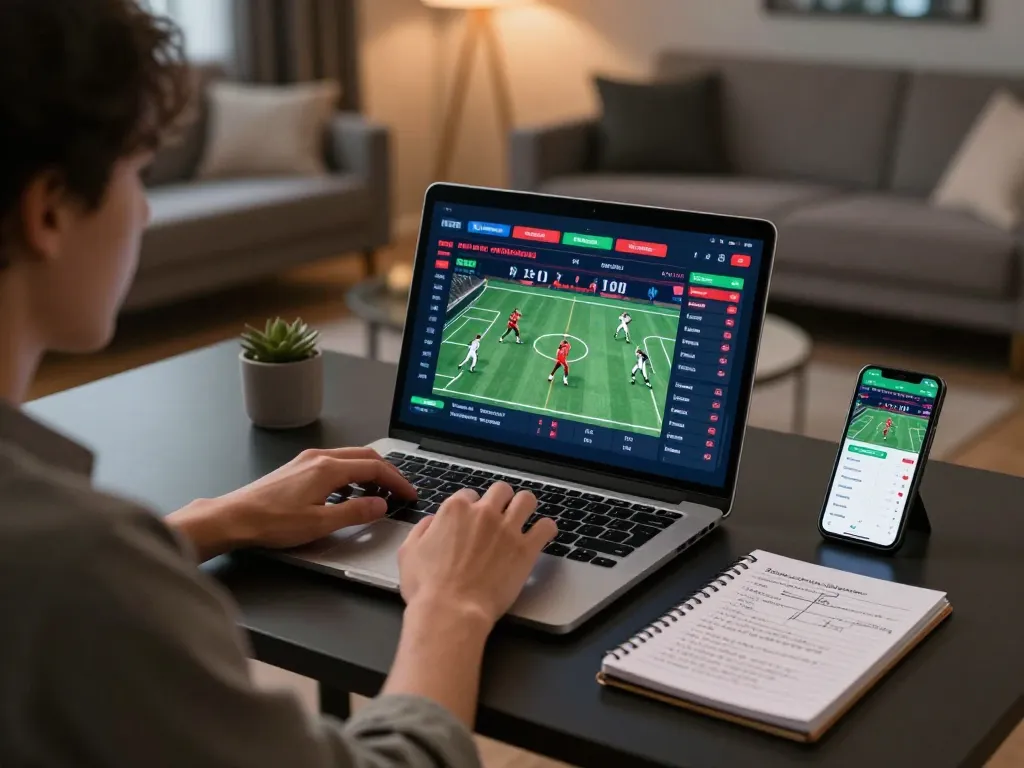 uu88 user engaging in online sports betting strategy session from home while managing stakes