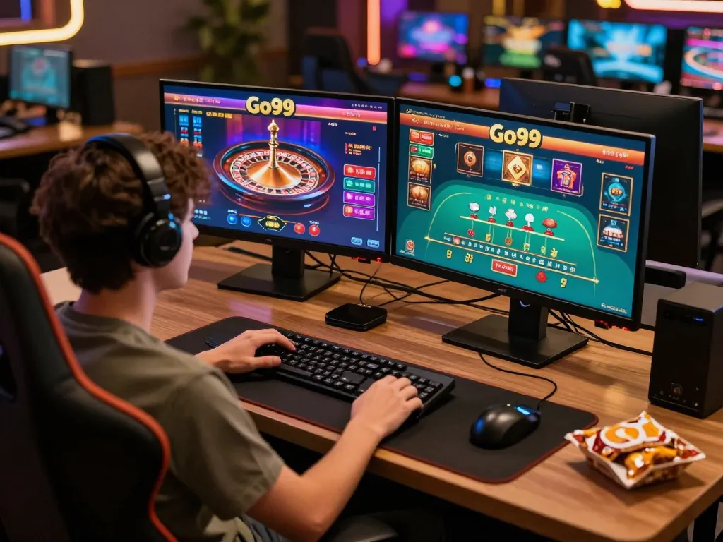 Player enjoying a thrilling gaming experience on Go99 with live dealer blackjack and roulette.