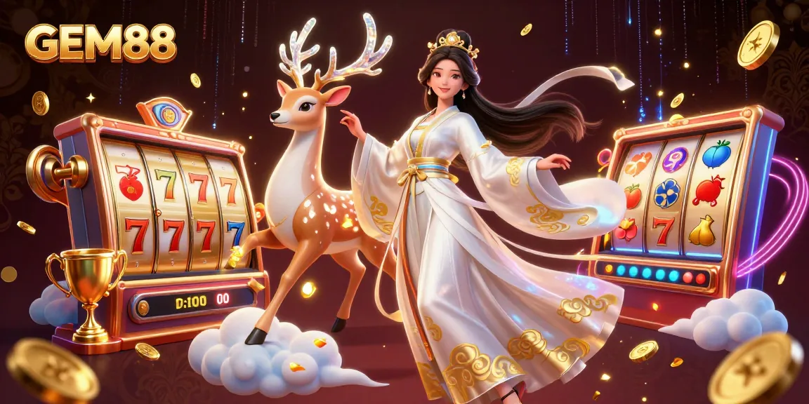 Players enjoying thrilling GEM88 slot games with dynamic visuals and engaging characters.