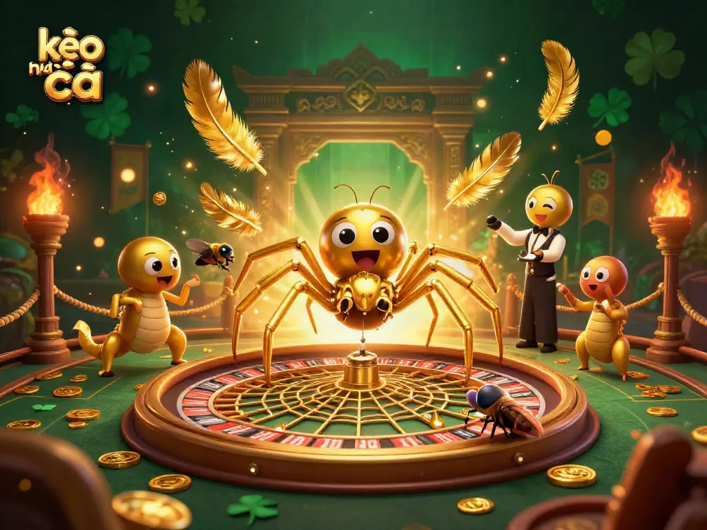 Engage in thrilling bets with kèo nhà cái as the golden spider spins a roulette web.