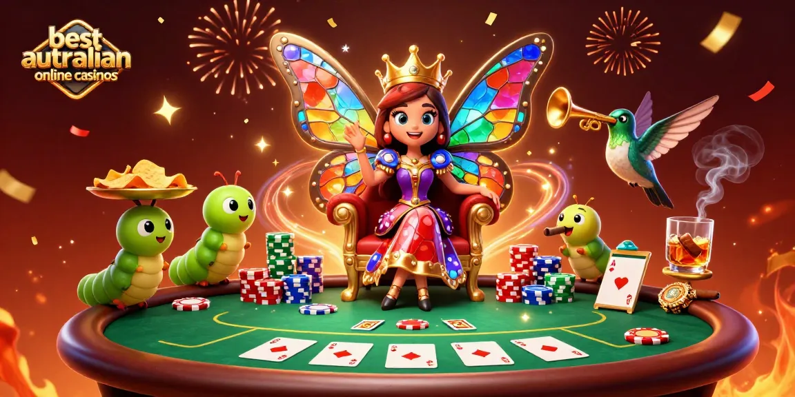 Experience the thrill at the best australian online casinos with colorful gaming characters and vivid casino elements.