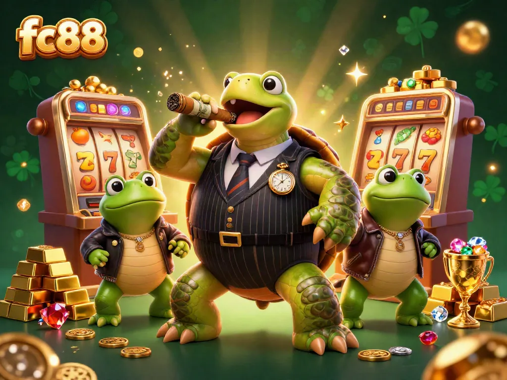 Experience top-tier gaming fun with fc88 and a lively casino atmosphere featuring slot machines and colorful characters.