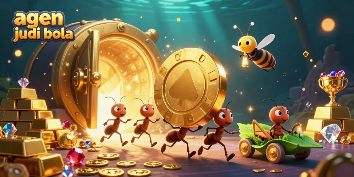 Engage with the dynamic world of agen judi bola as ants orchestrate a heist for a giant poker chip.