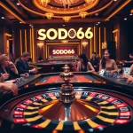 Players enjoying a SODO66 gaming table in a lively, luxurious casino environment.