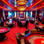 XIN88 players engaging at stylish casino tables, showcasing excitement and gambling action.