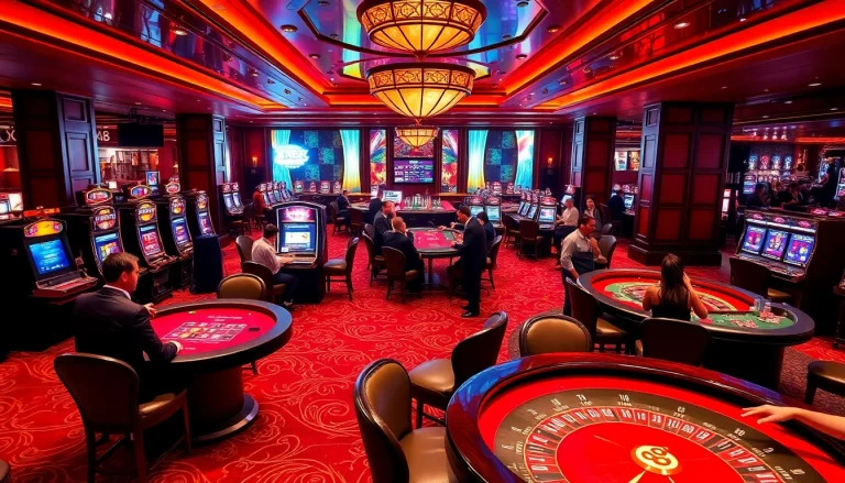 XIN88 players engaging at stylish casino tables, showcasing excitement and gambling action.