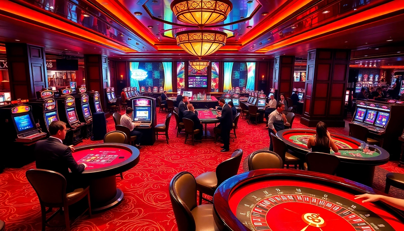 XIN88 players engaging at stylish casino tables, showcasing excitement and gambling action.