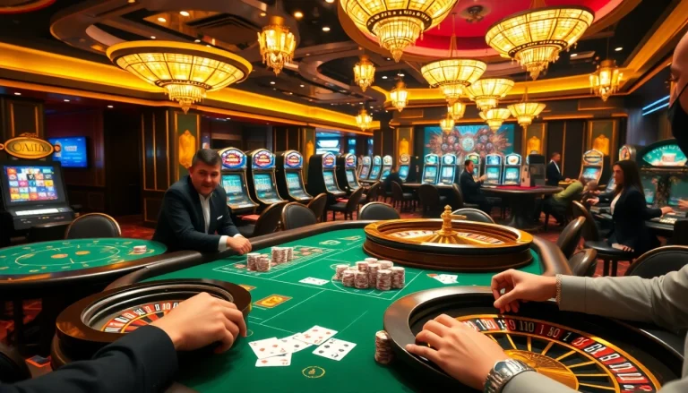 Players enjoying casino games at 123b.ing, showcasing vibrant tables and rich gaming atmosphere.