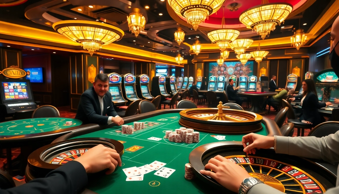 Players enjoying casino games at 123b.ing, showcasing vibrant tables and rich gaming atmosphere.