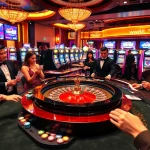 Players immersed in a thrilling moment at the ww88 casino table, surrounded by vibrant gaming action.